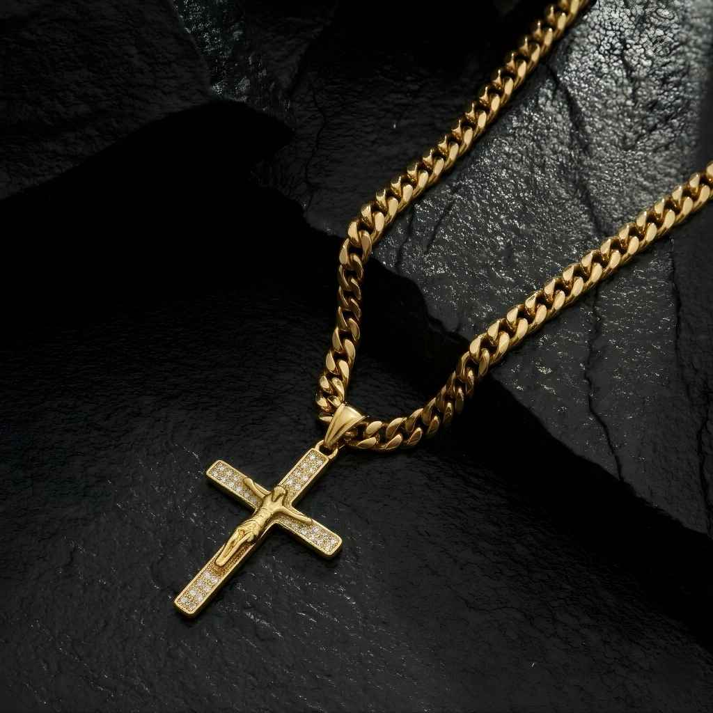 Combo Cadena Cubana 6mm + Dije Cristo